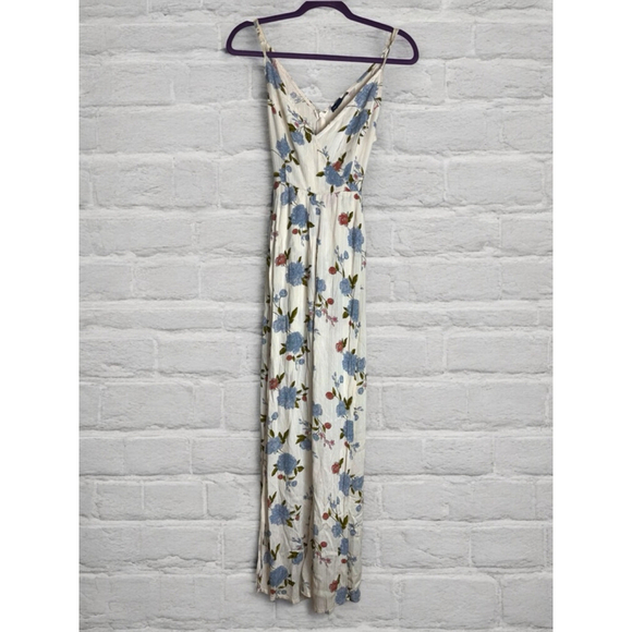 American Eagle Outfitters Women's Size 2 Ivory Floral V-Neck Adjustable Jumpsuit - Picture 1 of 16
